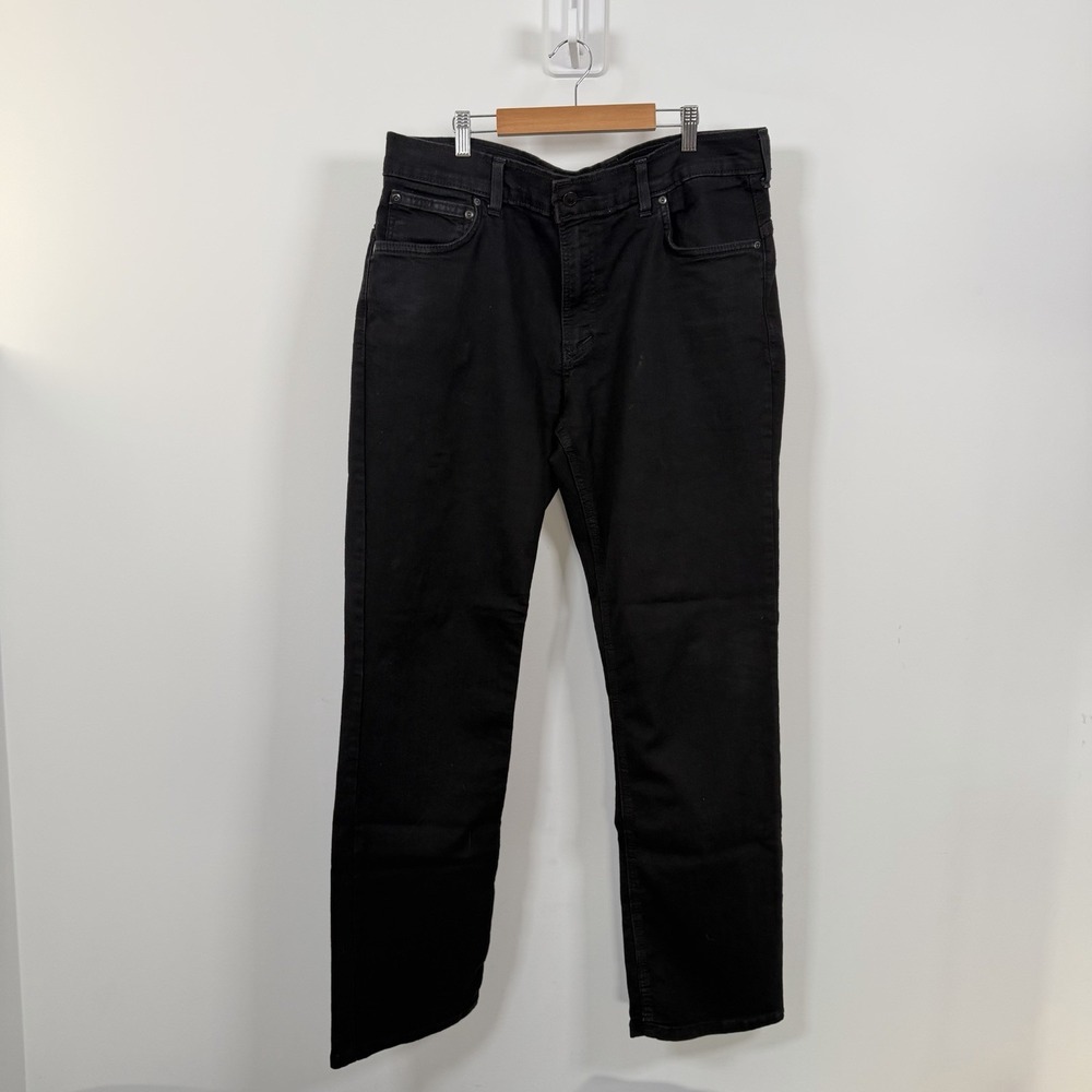 Origin Jeans Mens 36x32 Black Straight Fit Denim Stretch Waist Made In USA